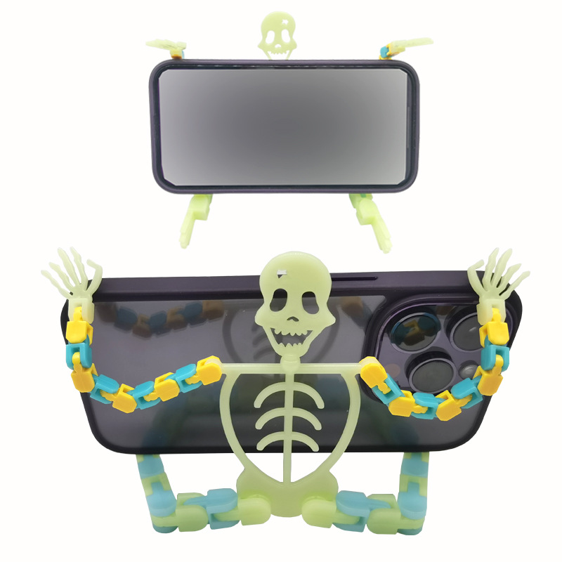 Tiktok Same Halloween Skull Rack Children Luminous Trick Track Chain Skeleton Person Pressure Reduction Toy Direct Sales