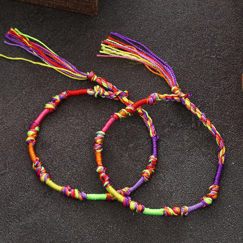 手工编织五彩绳端午节千千结流苏五彩绳手链地摊货手饰厂家批发