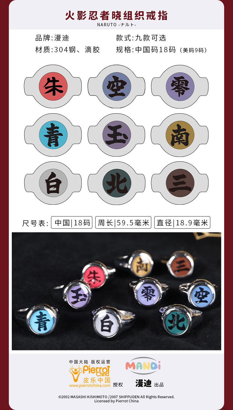 大蛇丸-空,迪达拉-青,佩恩-零,干柿鬼鲛-南,角都-北,蝎-玉,小南-白