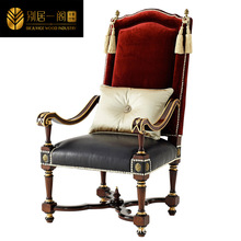 亚历山大将军椅英式新古典铜件高背椅牛皮铜件国王椅扶手书椅