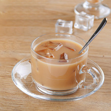 创意玻璃咖啡杯家用牛奶杯泡茶咖啡店玻璃杯子花茶杯可加LOGO
