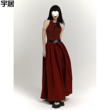 幽灵少女新中式红色背心连衣裙女设计感小众露背吊带裙长裙高级感