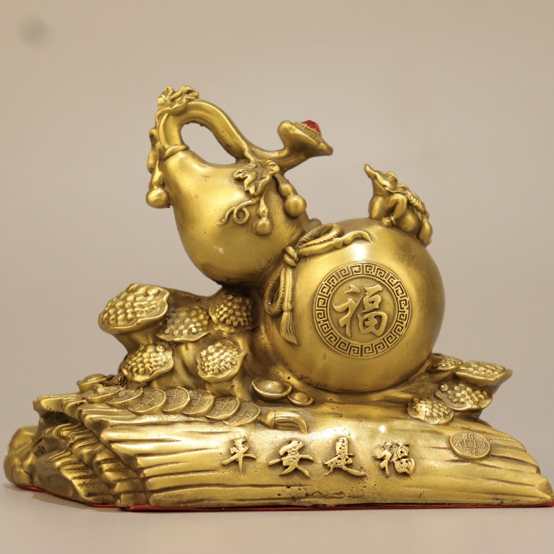 黄铜葫芦摆件 铜平安是福如意葫芦 家居装饰创意礼品工艺品批发