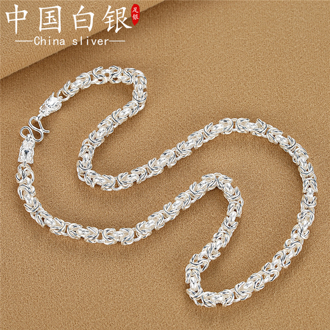 999纯银龙头项链男士时尚霸气龙骨链子足银潮牌个性银饰男友礼物