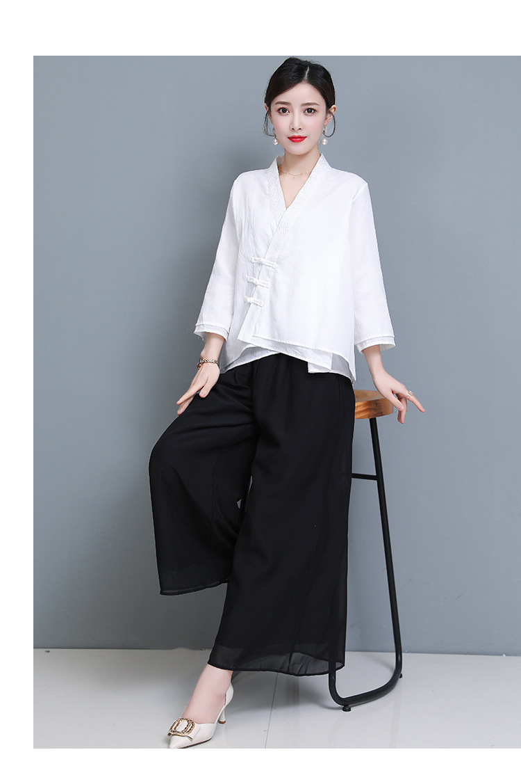 修禅服女套装春夏打坐中式居士服佛系禅意中国风唐装复古茶服批发