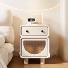 奶油实木床头柜儿童机器人创意法式边柜简约现代客厅卧室收纳置物
