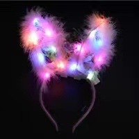 Luminous Headband Shiny Feather Rabbit Ears Barrettes Plush Headband Stall Night Market Headdress Toy Promotional Gifts