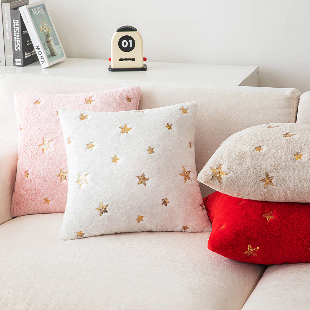 Christmas Plush XINGX Sequin Pillow Case Valentine's Day Solid Color Living Room Backrest Pillow Bedside Floor Window Cushion