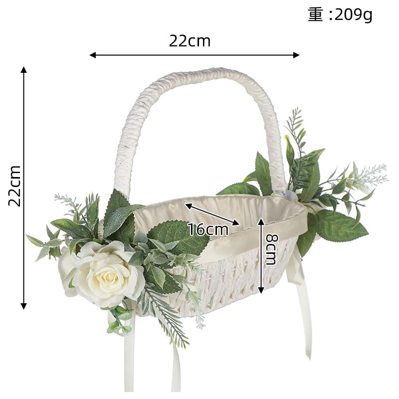 New Natural Style Western Wedding Portable Flower Basket Wedding Supplies Set Emulational Flower Decoration Wedding Candy Basket