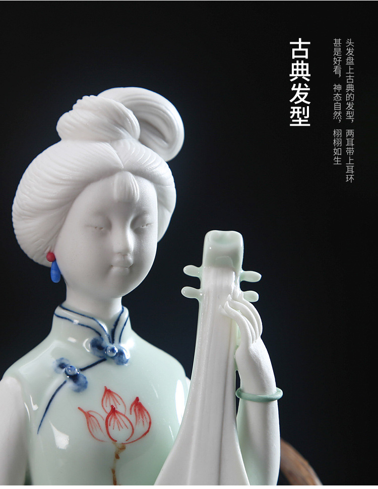 古典陶瓷人物仕女摆件德化陶瓷创意工艺品软装饰品玄关酒柜摆件