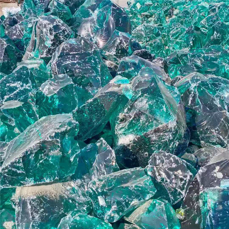 厂家批发浅蓝 海蓝琉璃原石 仿水晶石 蓝色玻璃装饰 摆件工艺品