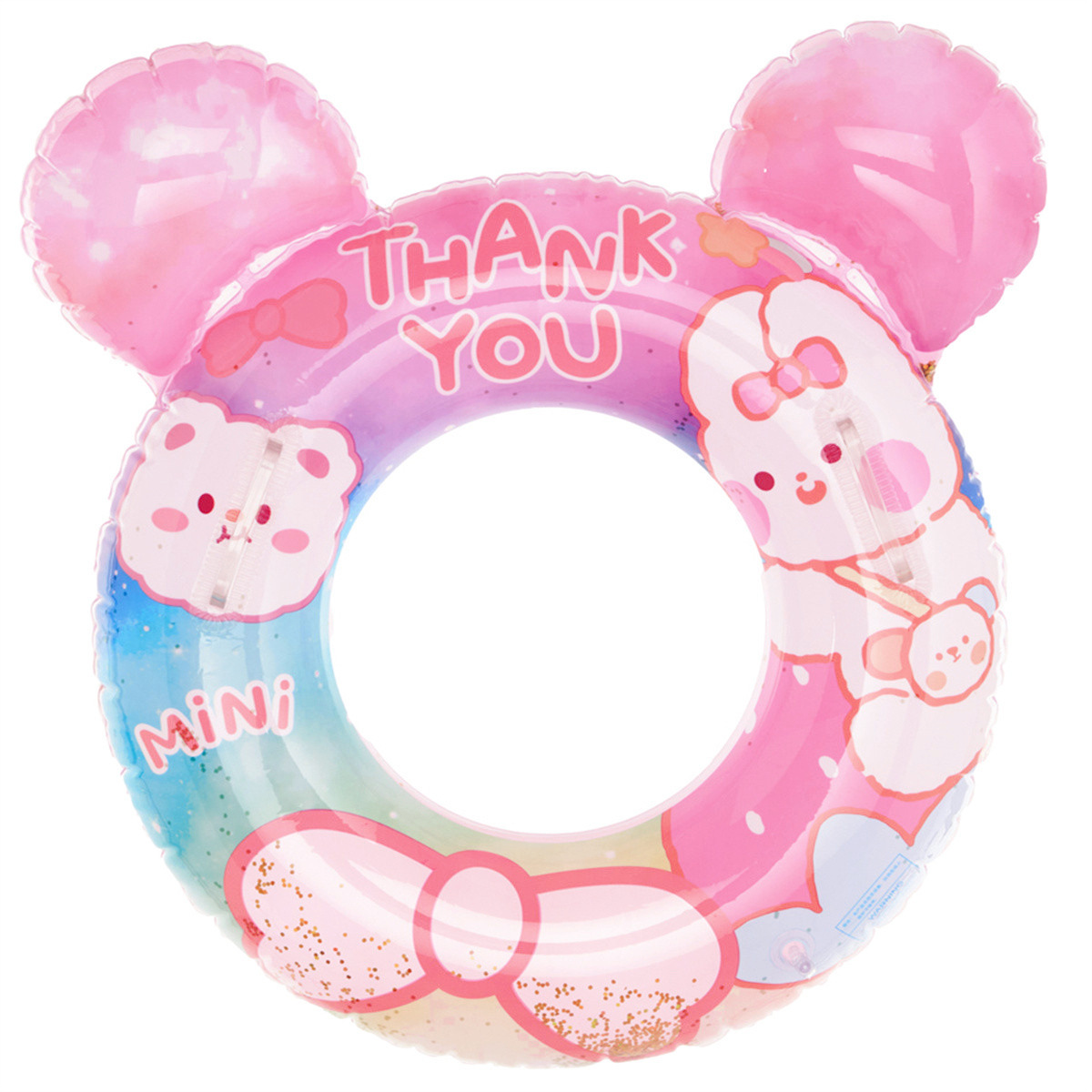 Children's Pink Strawberry Rabbit Cartoon Swimming Ring Baby Playing Water Anti-Flip Boys and Girls 1-3-6 Years Old Seat Ring Wholesale