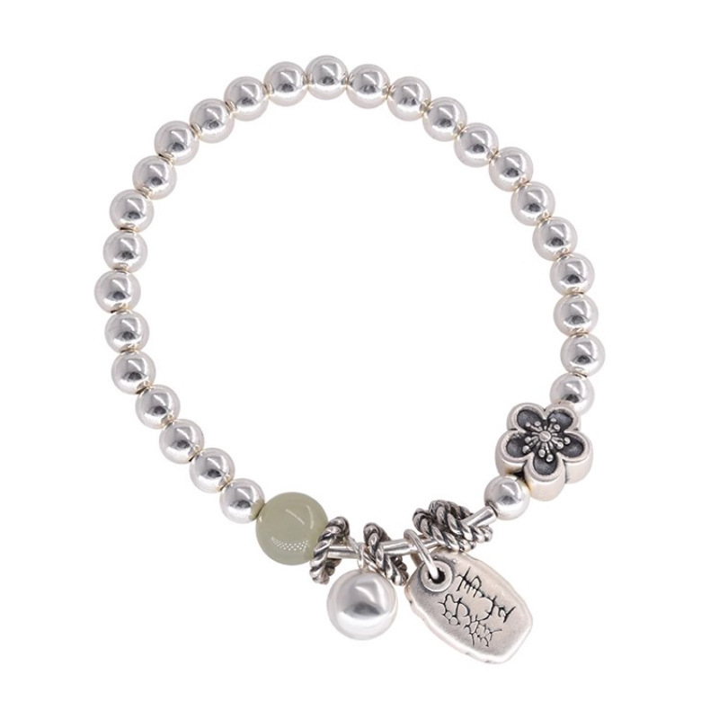 S925 Sterling Silver Good Thing Happened Jade Beaded Bracelet Female Small New Chinese Retro High-Grade Exquisite National Style Bracelet