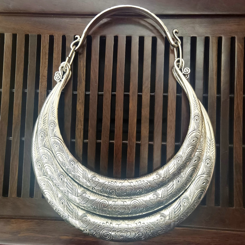 特色民族风复古苗银项圈批发项链贵州湖南苗族舞蹈表演旅拍配饰