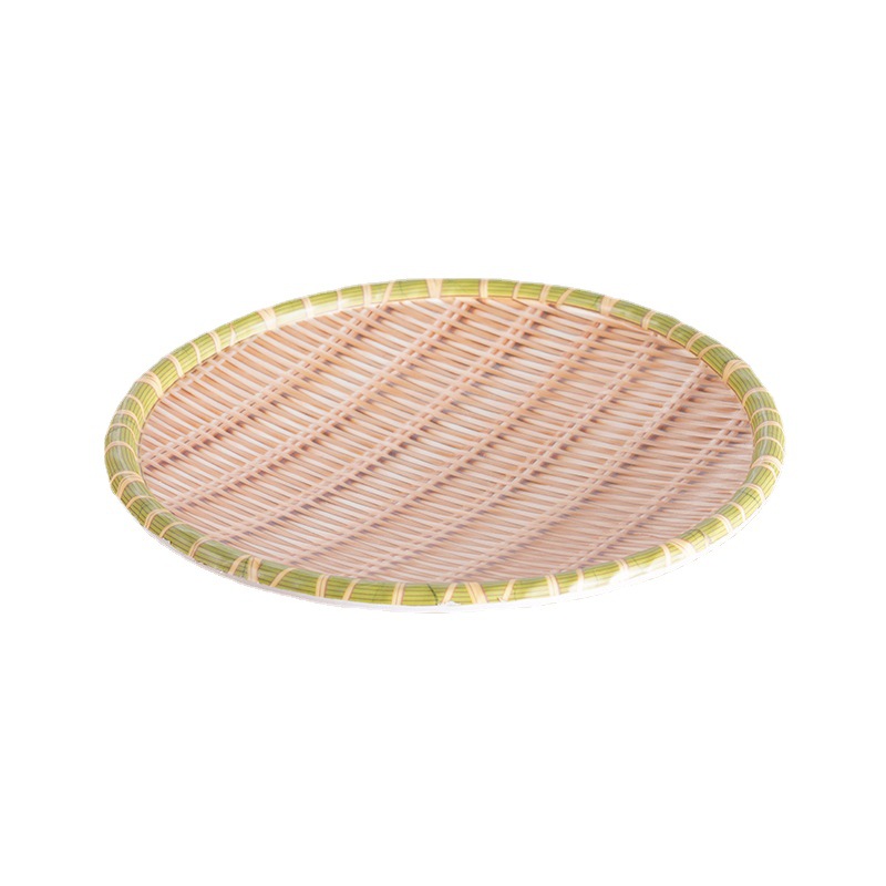 Nordic Style Bamboo Pattern round Band Feet Imitation Porcelain Melon Seeds Peanut Snack Dish Melamine Dish Hot Pot Restaurant Barbecue Shop Dining Tray