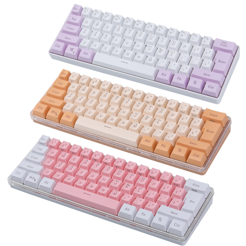 61 Key K401 Color Matching Rgb Lamp Customized Color Mechanical Feeling Key Line Separation Game Wired Keyboard Cross-Border