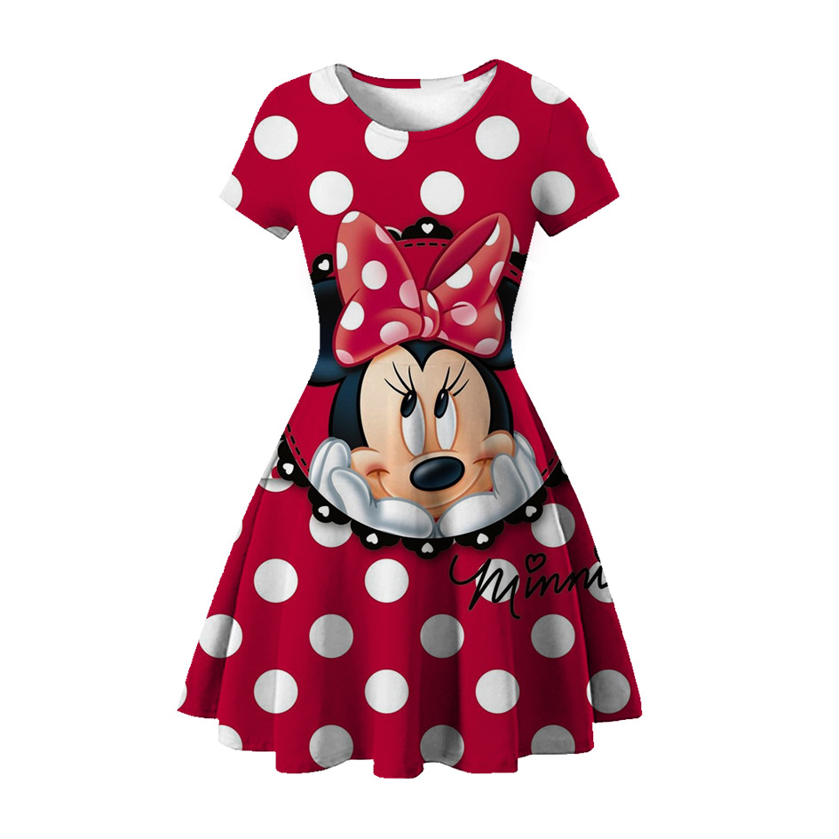 跨境外贸儿童公主裙短袖米妮夏季公主女孩家连衣裙3d印花女童睡裙