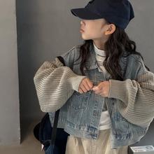 韩国童装女童牛仔衣洋气时尚2023儿童秋装外套男童中大童