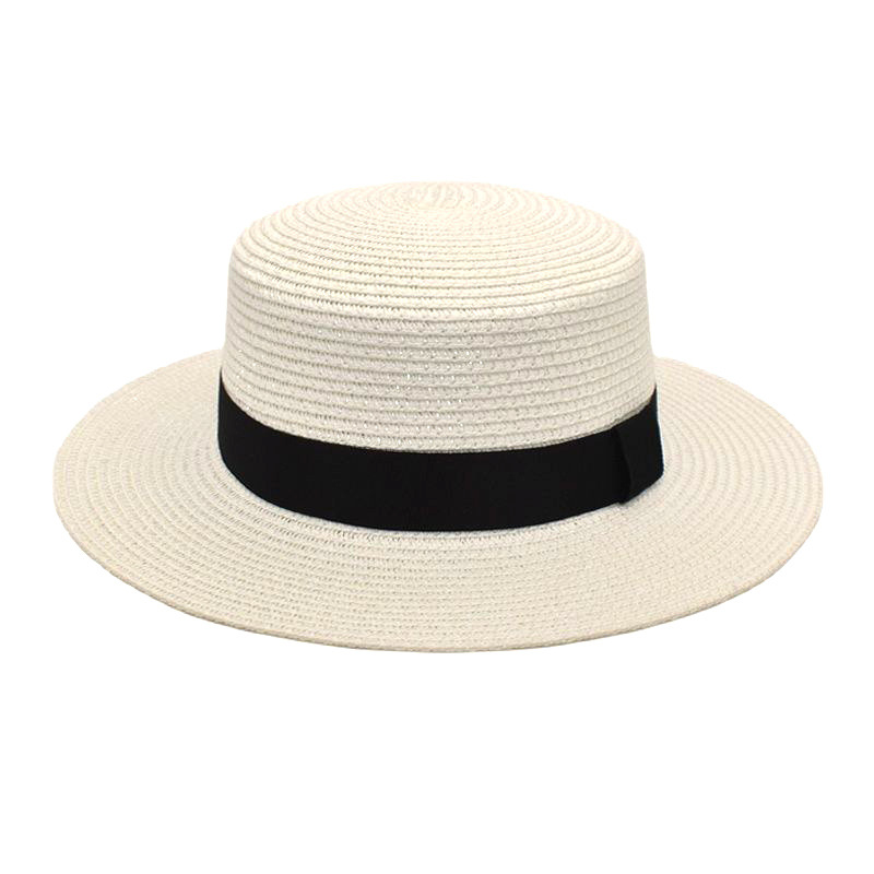 25 Colors Square Buckle Dome Panama Lafite Flat Straw Hat Summer Travel Sun Hat Beach Big Brim Top Hat