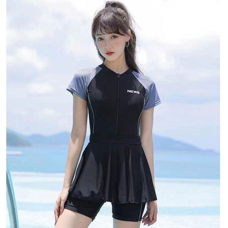 Jiyang Swimsuit Women's Professional Sports 2022 New One-Piece Boxer Conservative Covering Belly Thin plus Size Hot Spring Swimsuit