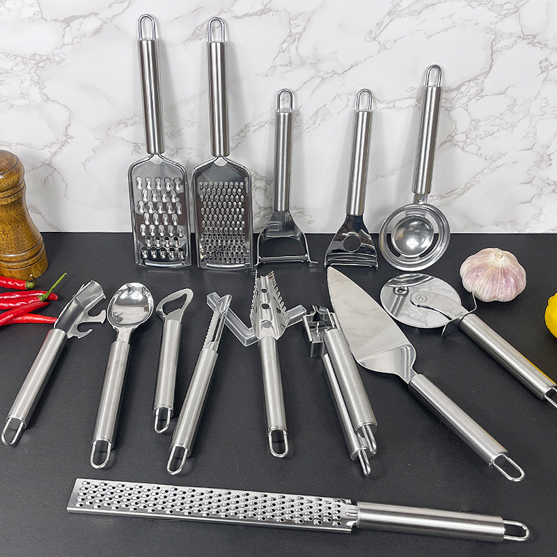 跨境不锈钢厨房杂件小工具系列 刨丝器开瓶器削皮刀全套厨房工具