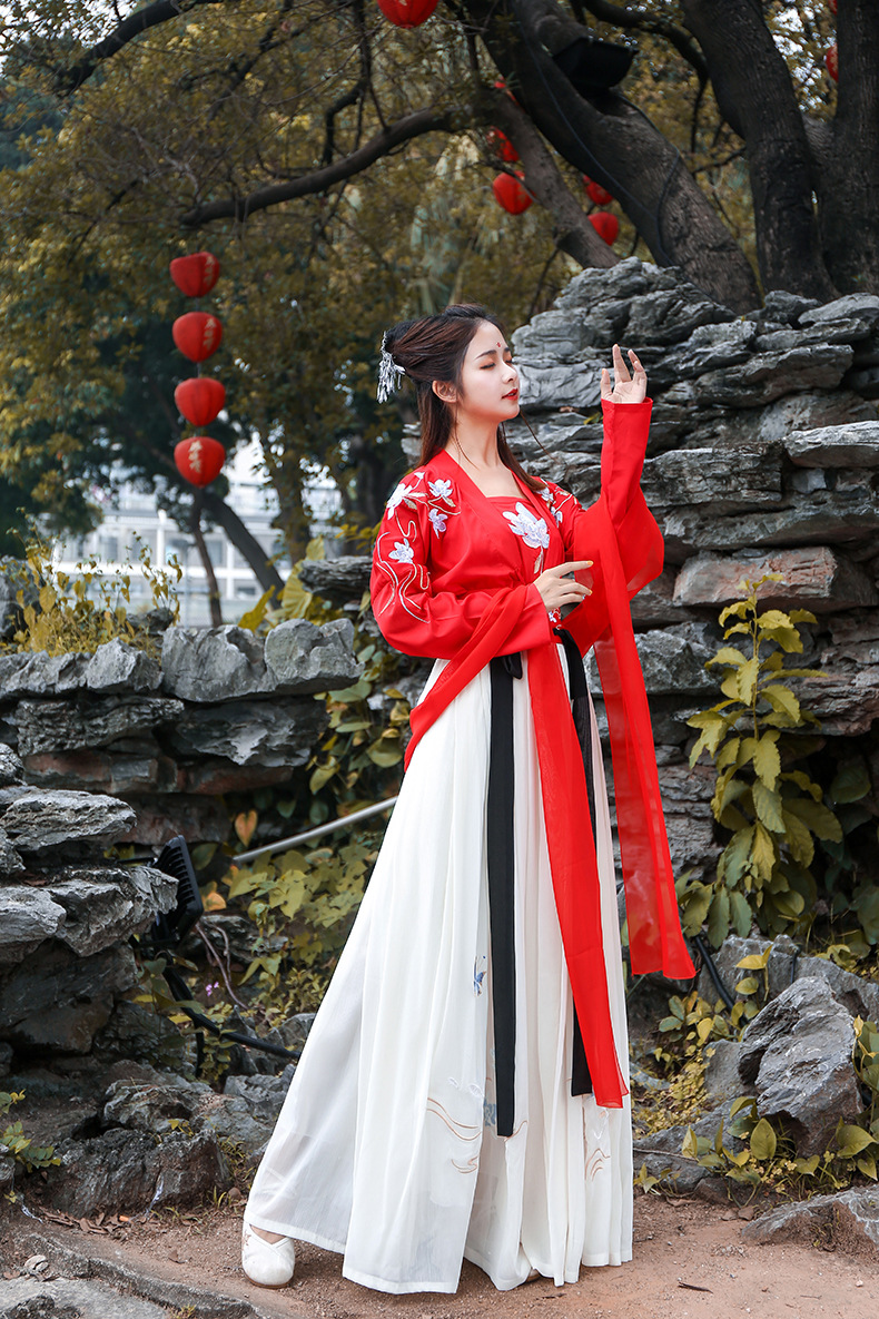 四季款汉服女装古装明制交领琵琶袖广袖襦裙民族风学生成人演出服