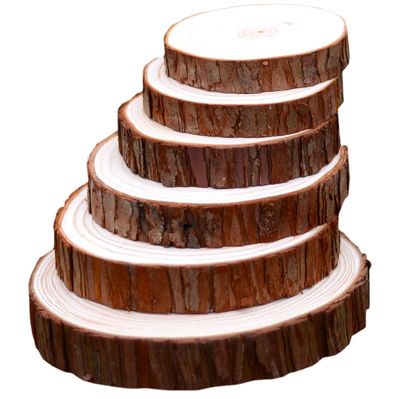 Natural Pine Wood Piece Wholesale Original Wood Piece Decorative Ornaments Christmas Pendant Crafts DIY round Wood Piece Solid Wood