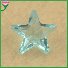 现货浅海蓝色五角星形玻璃人造宝石 星星形玻璃海蓝宝戒面钻裸石