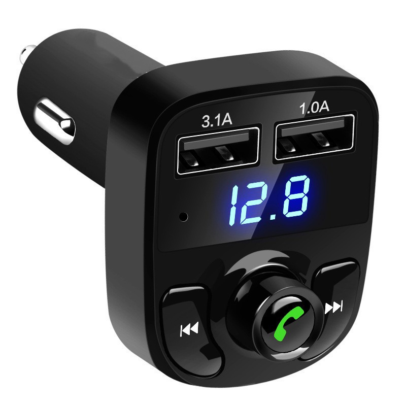 Cross-Border Elegant Bluetooth Car Receiver Transmitter X8 Multi-Function Car Cigarette Lighter Dual USB Charging
