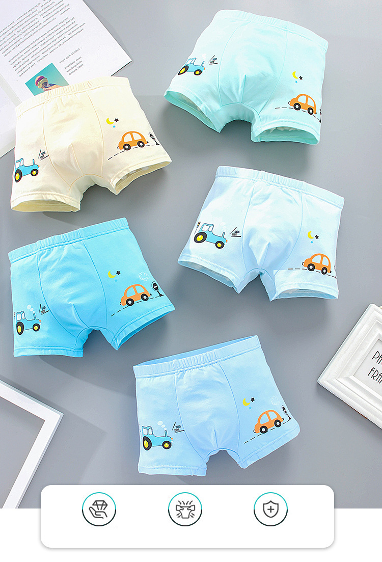 儿童内裤男纯棉平角裤小童男童宝宝可爱短裤学生中大童男孩四角裤