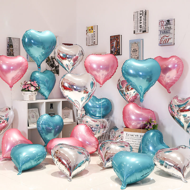 18-Inch Love Balloon Heart-Shaped Aluminum Foil Aluminum Film Confession Balloon Wedding, Marriage Wedding Room Layout Birthday Decoration Wholesale