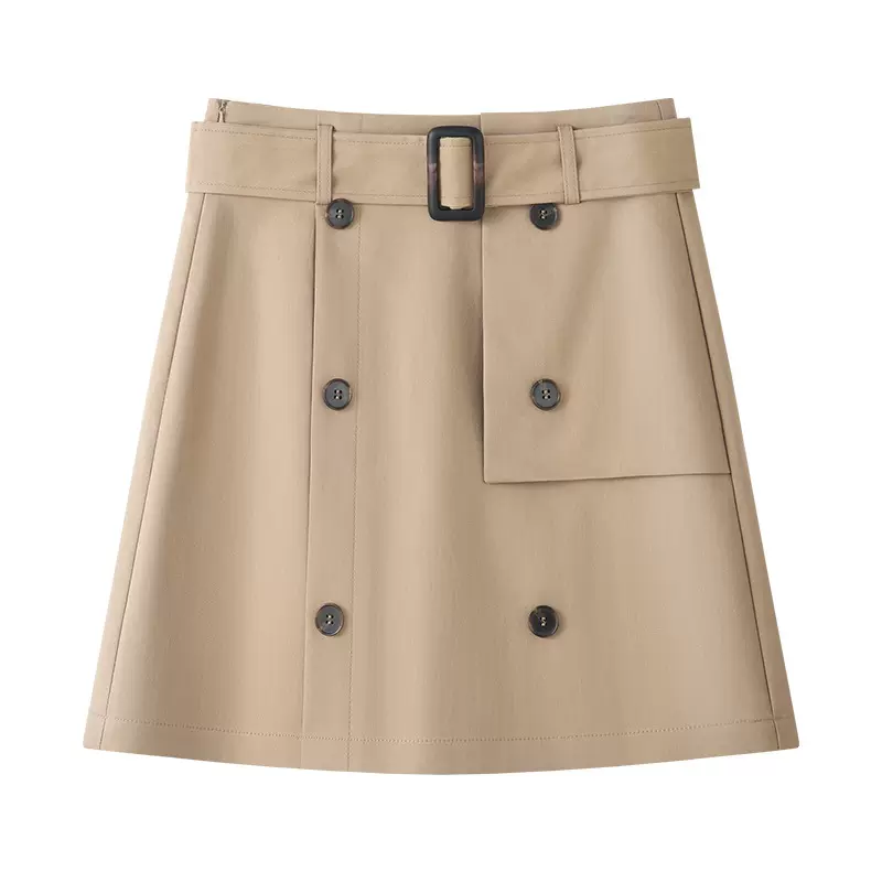 卡其色工装半身裙女2025新款春季高腰a字裙显瘦短裙气质包臀半裙