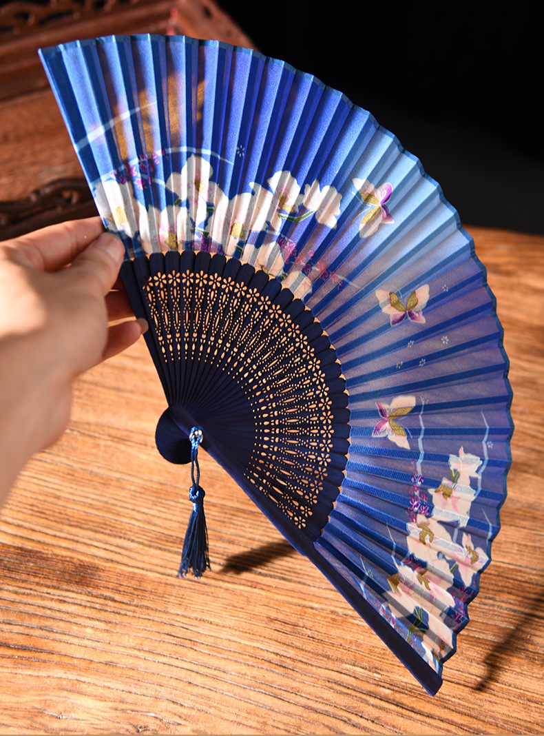 扇子折扇中国风古风女日式竹复古布夏季和风跳舞蹈折叠古装小扇子