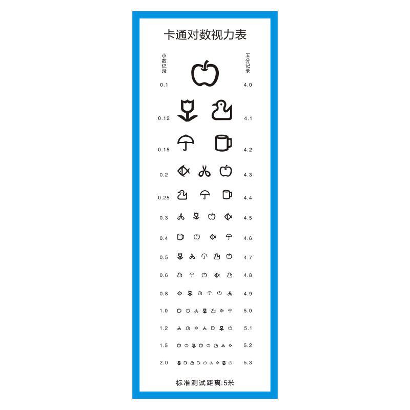 家用儿童视力表挂图标准卡通家用幼儿园国际标准对数近用视力表