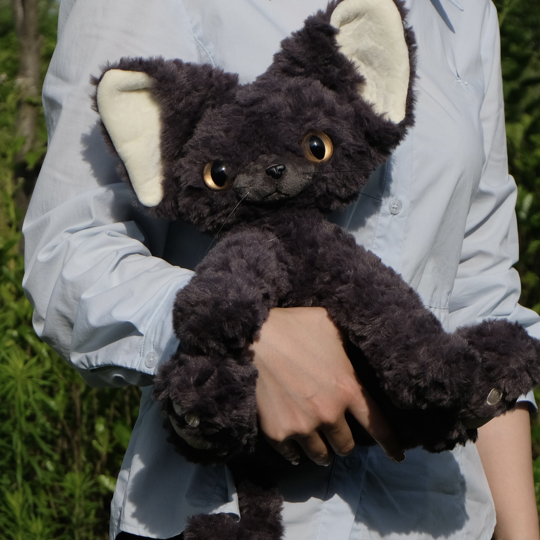 跨境新款德文卷毛猫公仔毛绒玩具黑猫抱枕玩偶可爱猫咪布娃娃礼物