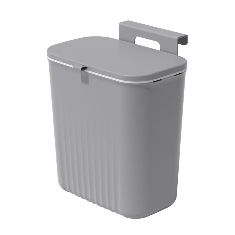 Kitchen Trash Can with Lid Sliding Cover Wall-Mounted Trash Can Home Cabinet Doors Kitchen Hanging Creative Trash