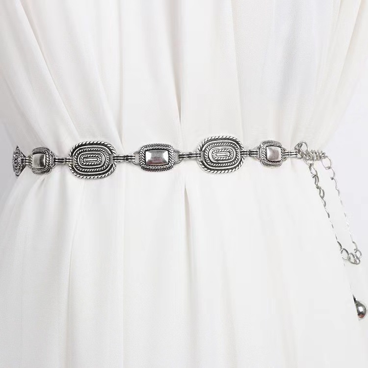 欧美跨境饰品法式复古金属腰链女链条腰带装饰配裙子衬衫裤链子