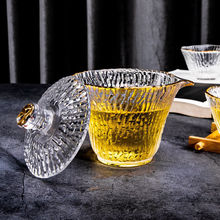 A玻璃盖碗盖子单卖描金单个茶盖碗单盖茶碗盖单个玻璃盖碗杯盖子