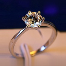 T家同款经典六爪钻戒白搭轻奢高级感1克拉莫桑钻石戒指女外贸批发