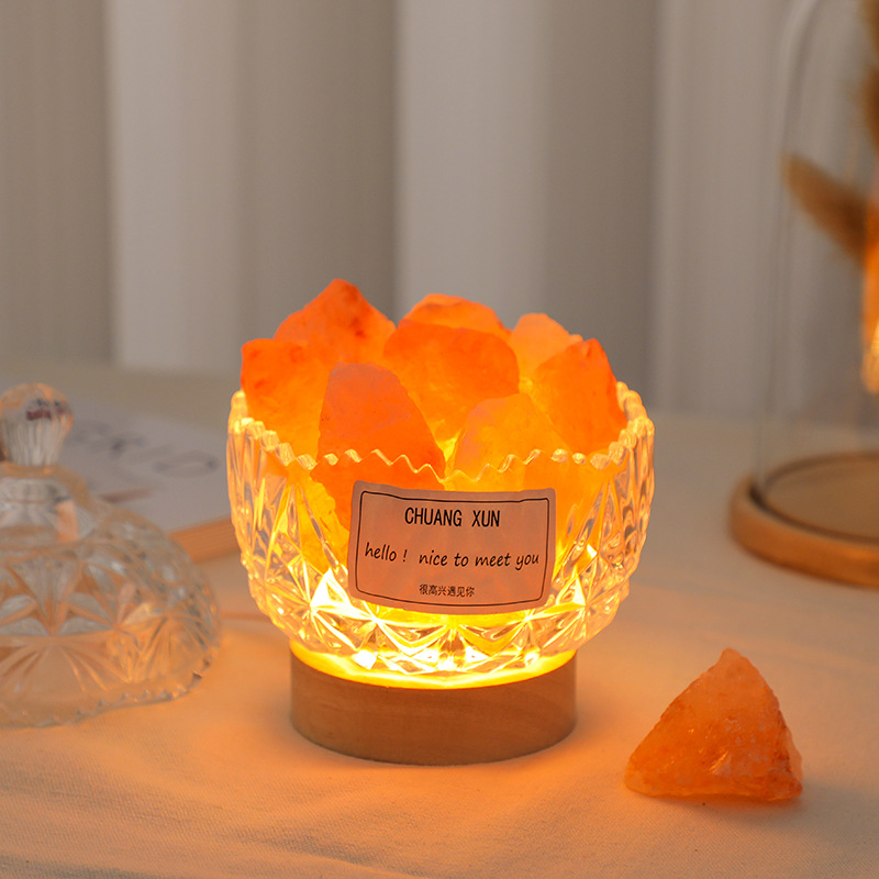 No Fire Aromatherapy Stone Fragrant Stone Cup Household Bedroom Desktop Small Night Lamp Gift Decoration Natural Orange Salt Stone Crystal Stone