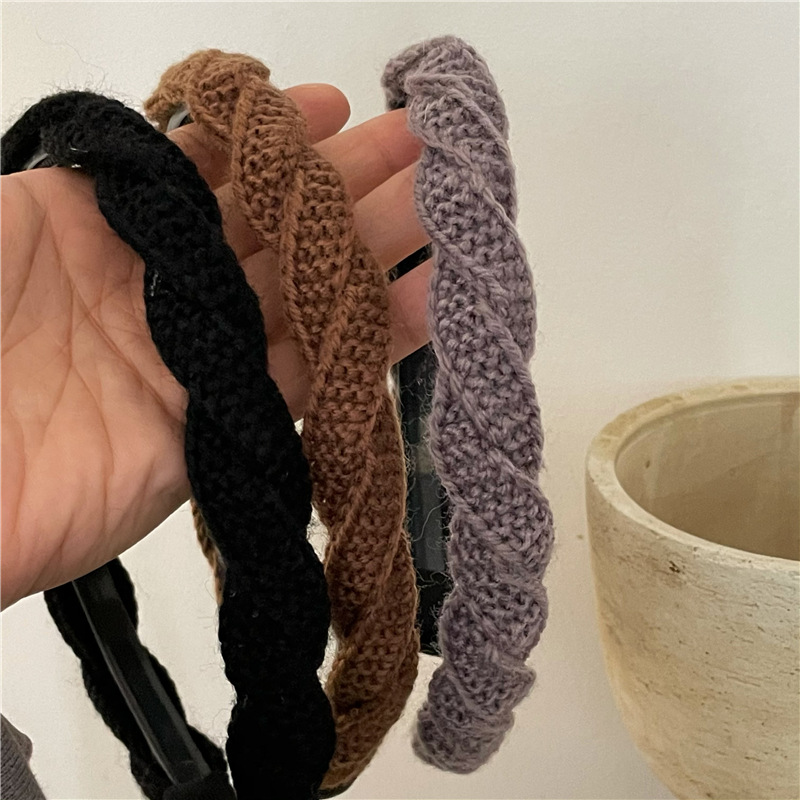 韩国风秋冬新款 编织毛线发箍 时尚气质交叉编织压发头箍-阿里巴巴