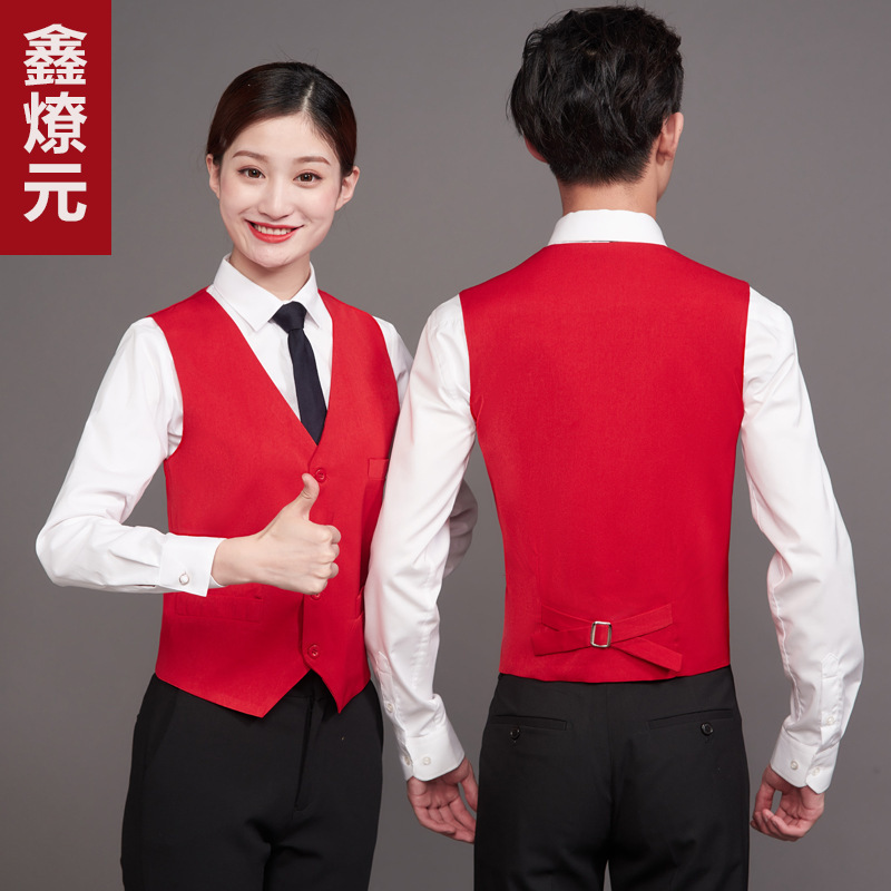 夏季男女服务员工作服马甲商场超市收银员工服ktv酒店服务员背心