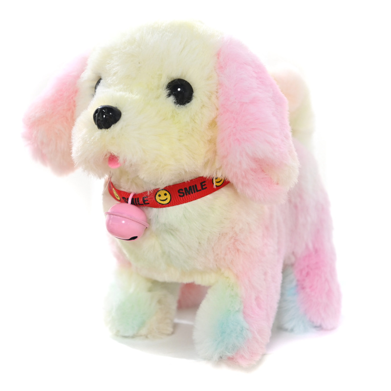 Cross-Border Plush Electric the Toy Dog Simulation Electronic Pet Dog Doll Walking Tail with Bell Children the Toy Dog