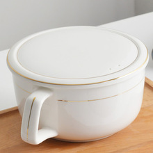 餐具骨瓷带把碗家用泡面碗大号带手柄碗陶瓷单柄碗微波炉适用带盖