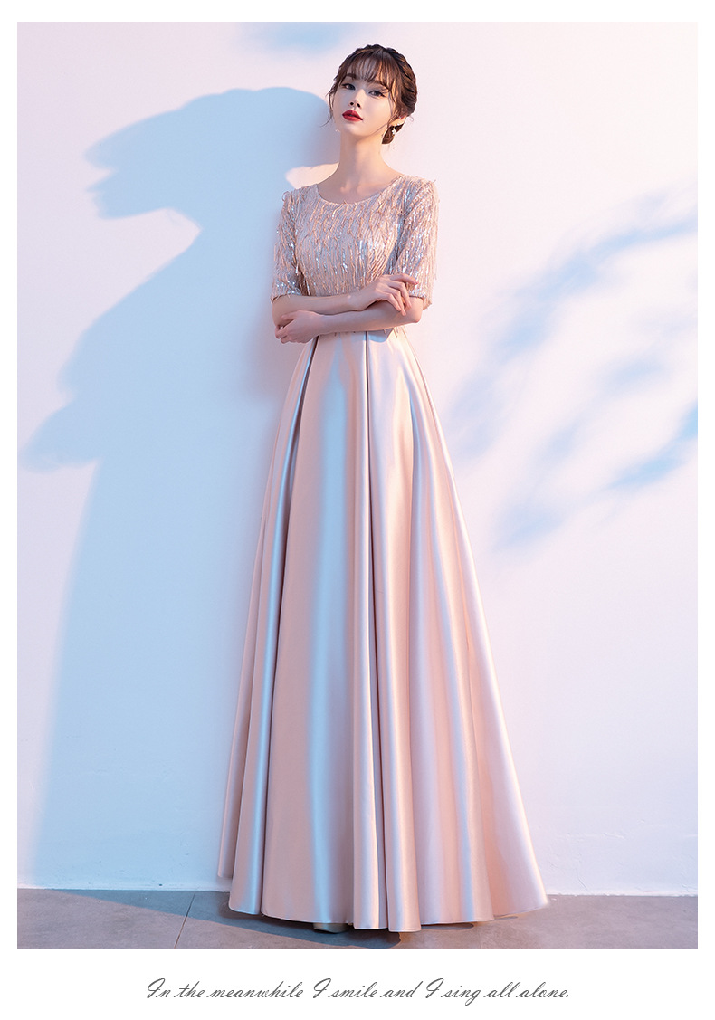 宴会晚礼服女2021秋季新款大合唱团礼服年会舞台演出服长款连衣裙