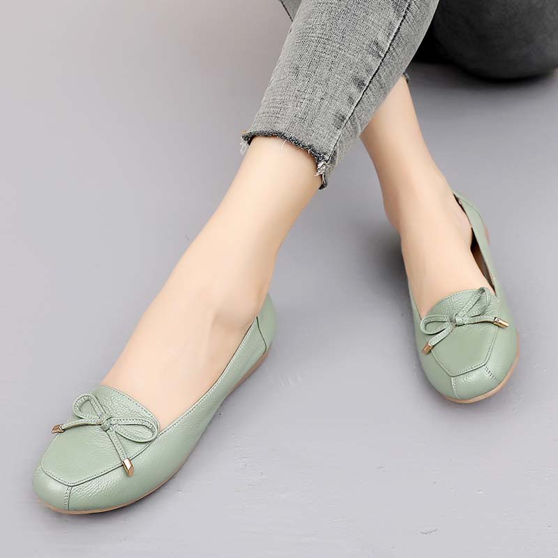 软底软面舒适女鞋豆豆鞋女士皮鞋平底妈妈鞋春夏款单鞋女