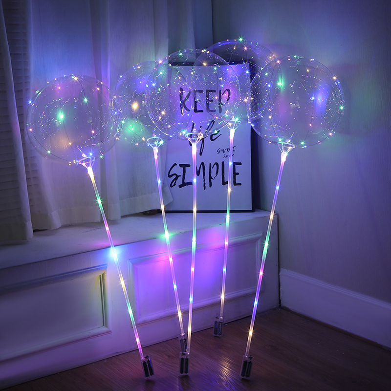 现货网红波波球 led发光发亮充气气球透明波波球夜市小礼品批发