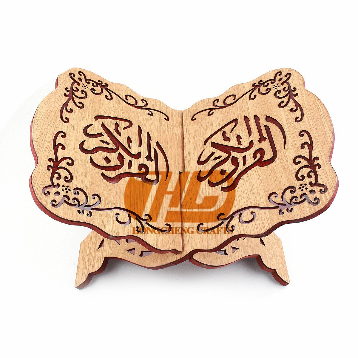 厂家直销阿拉伯木质古兰经书架穆斯林伊斯兰经书松木雕刻跨境批发