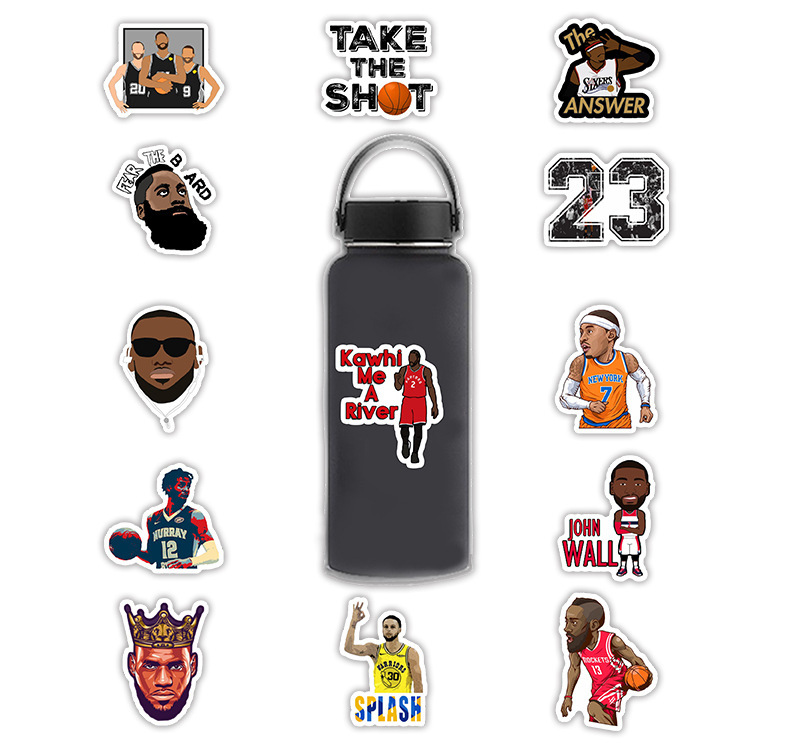 50张美国nba篮球明星动漫素材贴纸行李箱手机壳头盔sticker贴画