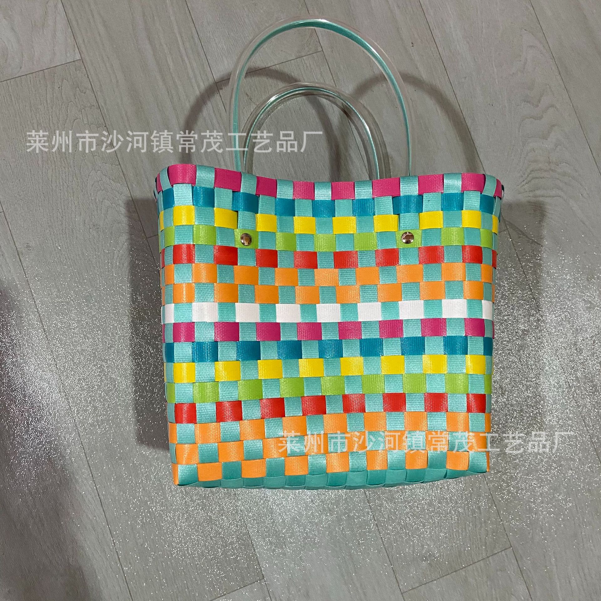 Fashion Simple Knitted Basket Vegetable Basket Straw Bag New Ins Style Pastoral Shopping Basket